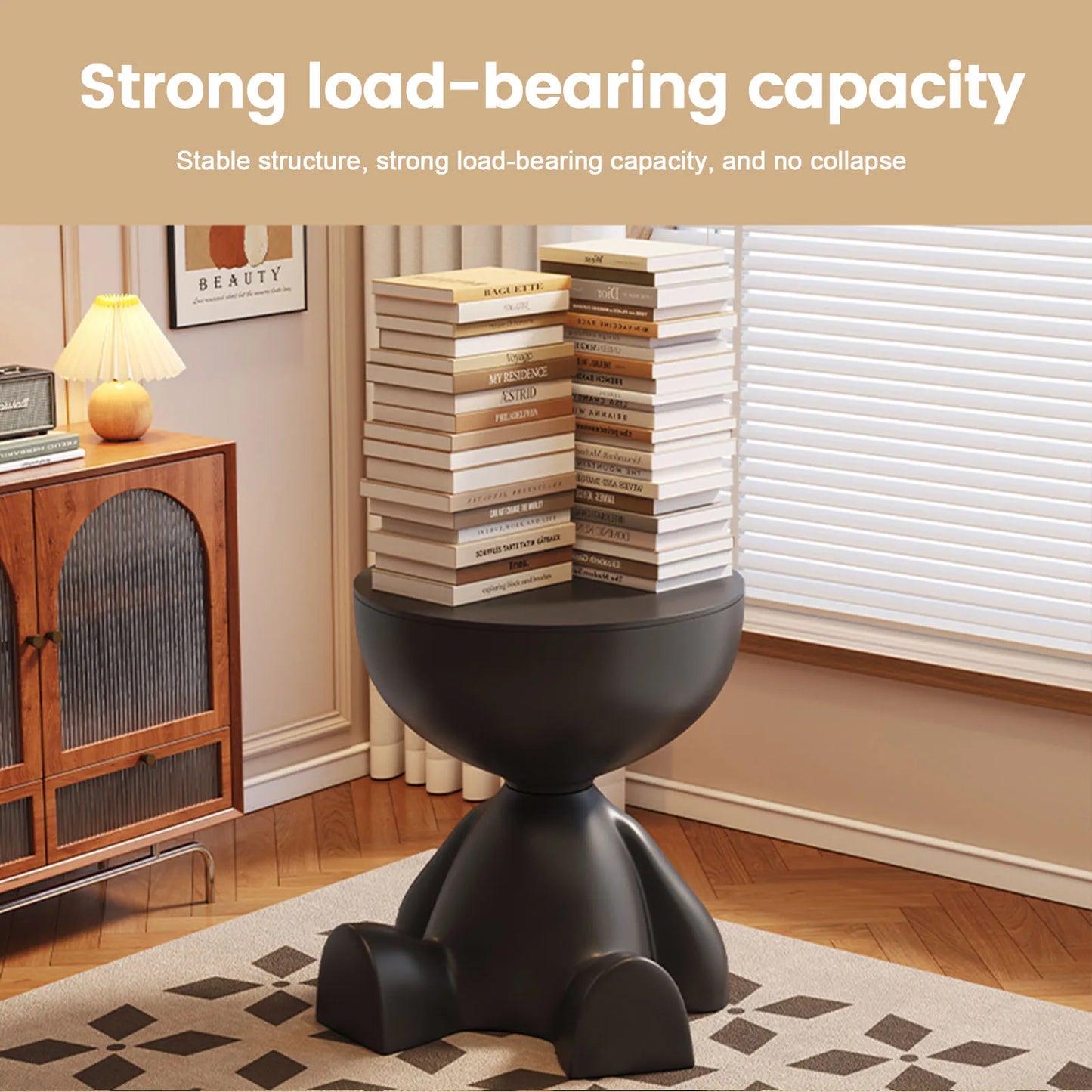 Ljustra Modern Round Matte Coffee Table Small Storage Stool for Living Room