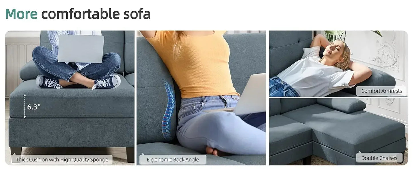 Sectional Sofa U-Shaped Couch for Living Room Furniture Set Clearance