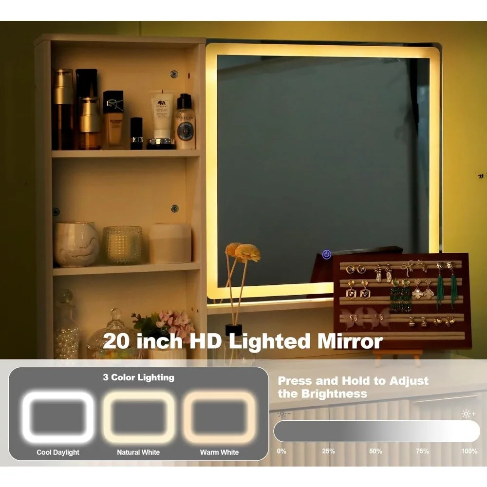 Makeup Vanity Desk with Mirror Modern Minimalist Dressing Table