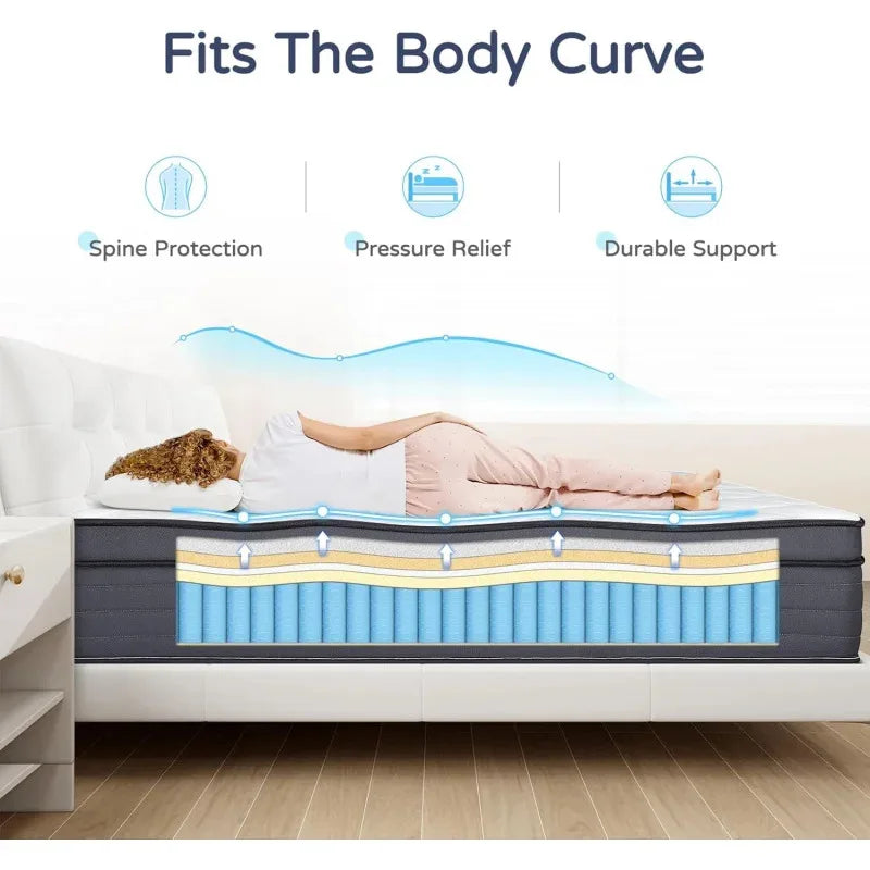 Ljustra King Size 12 Inch Memory Foam Hybrid Mattress Motion Isolation