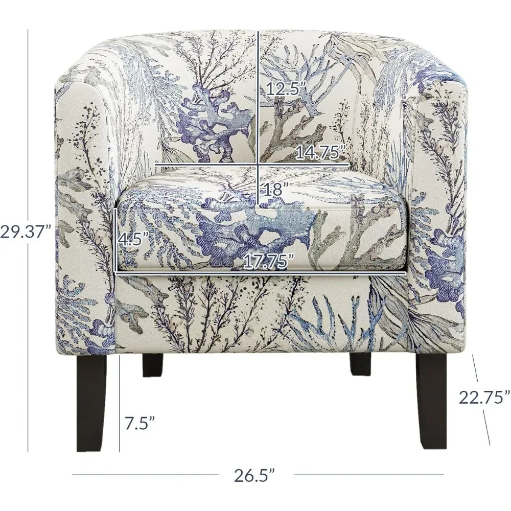 Living Room Barrel Accent Chair Cozy Upholstered Club Tub Chair