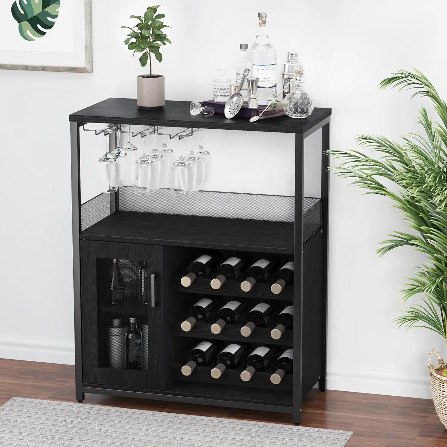 Wine Cabinet Large Storage Detachable Rack Industrial Sideboard Buffet