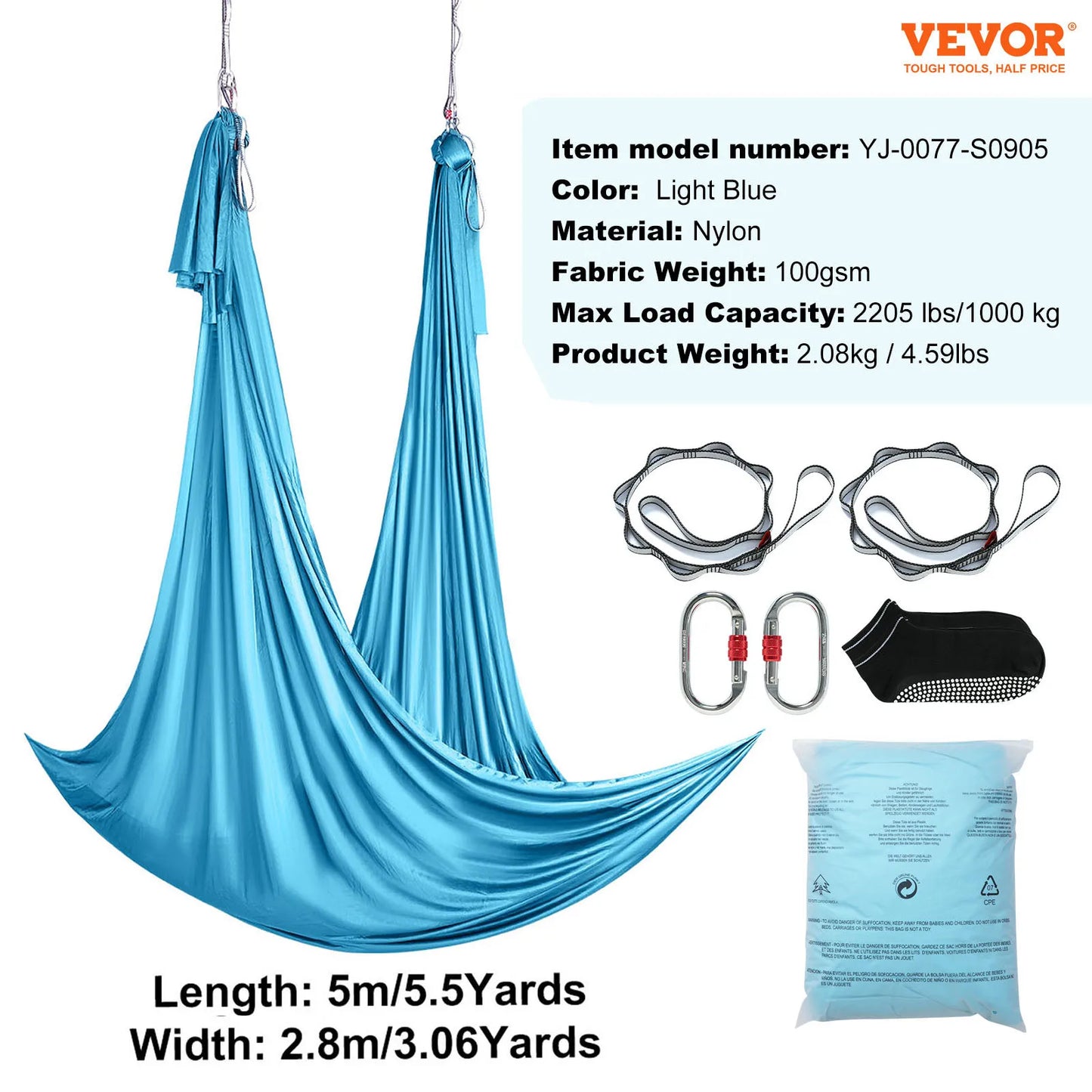 Ljustra Aerial Yoga Hammock Swing 5.5 Yards Full Rigging Hardware Fitness