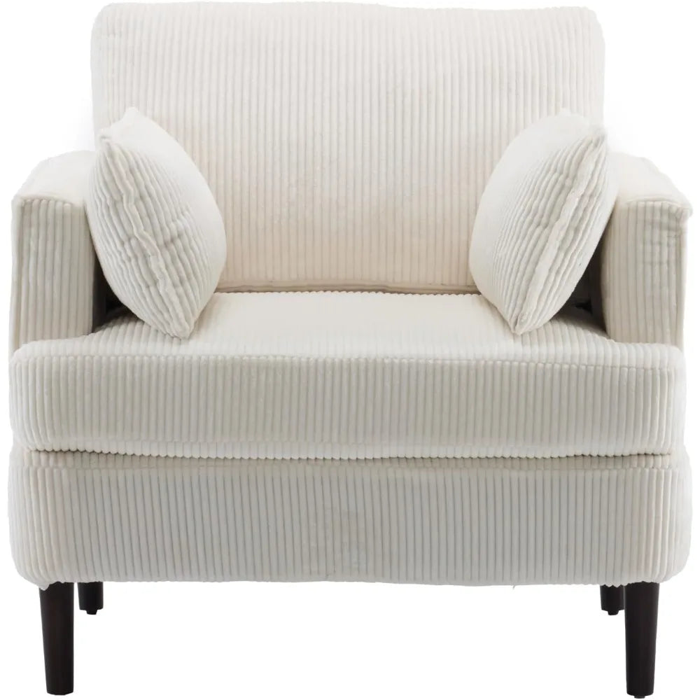 Modern Barrel Accent Chairs Set of 2 Upholstered Armchair with Pillows
