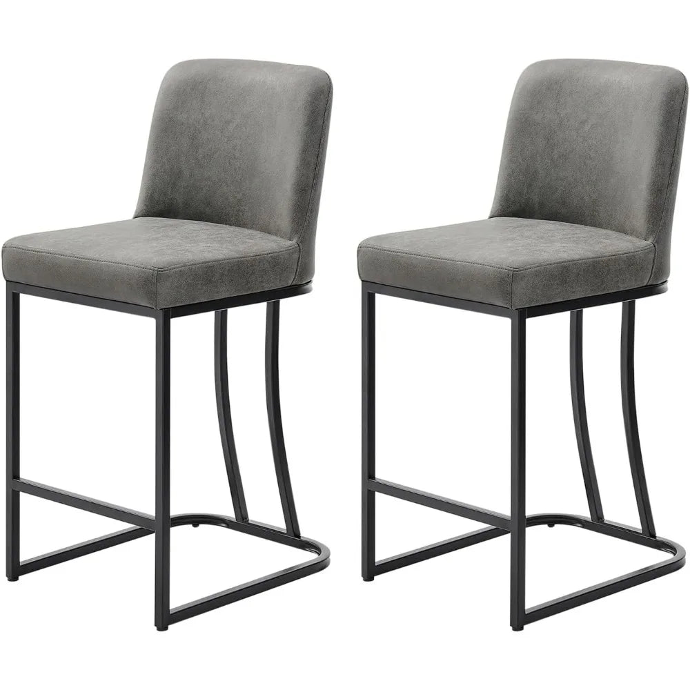Bar Stools Set of 2 Modern Kitchen Counter Height Leather Bar Chairs