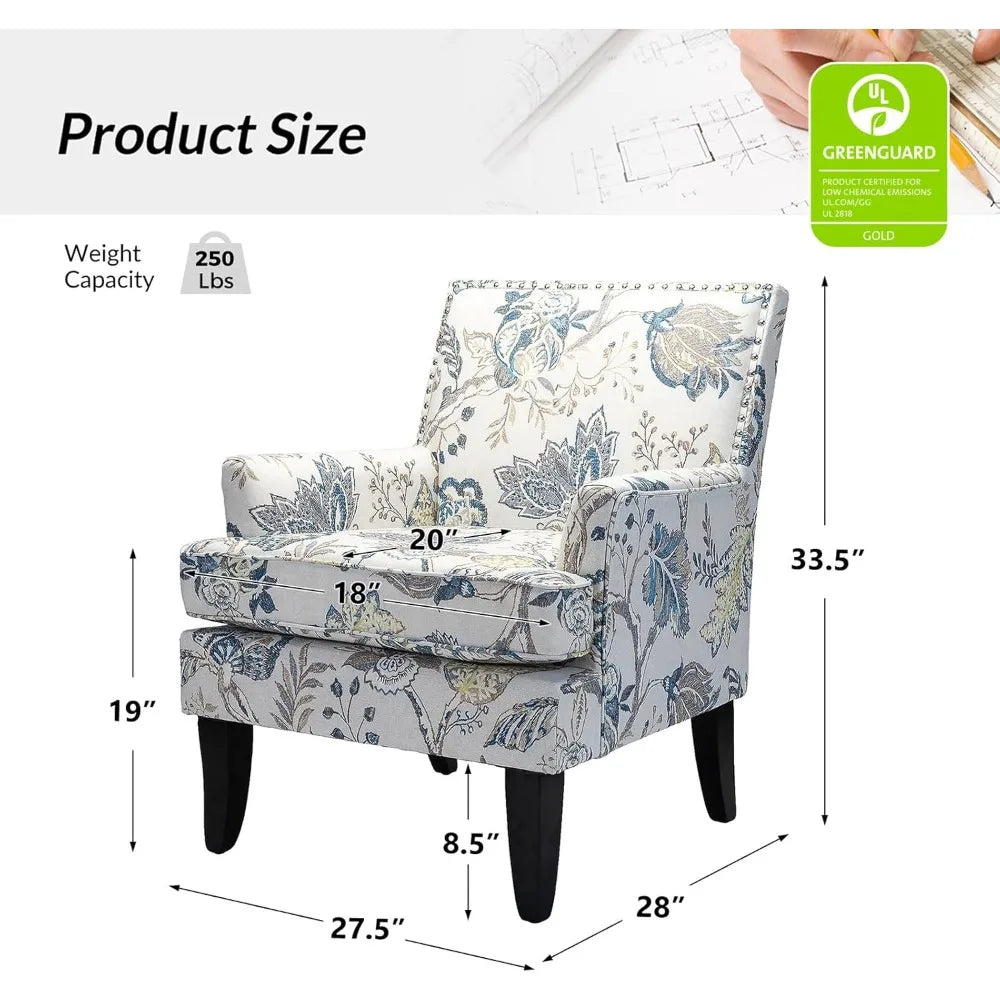 Modern Accent Chair High Back Padded Armrest Living Room Furniture