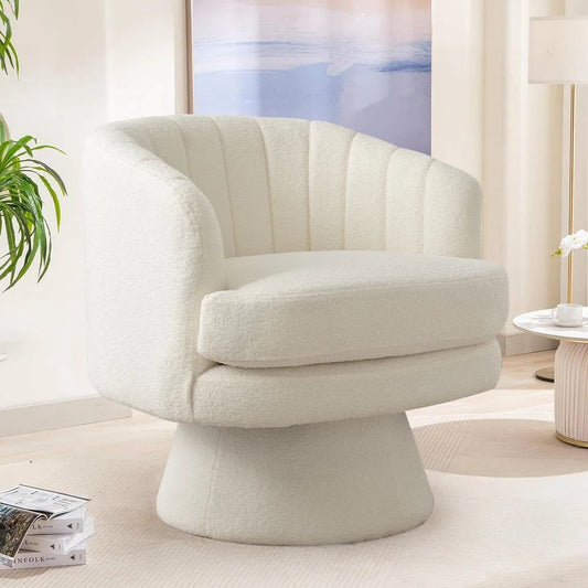 Modern 360 Degree Swivel Accent Chair with Armrest for Living Room