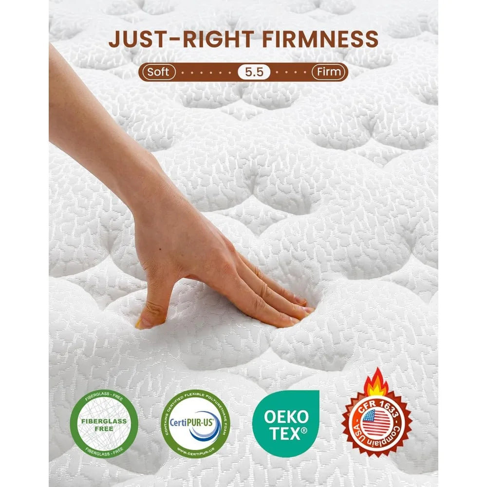 Ljustra 14 Inch Premium Hybrid Mattress CertiPUR-US Pain Relief Support