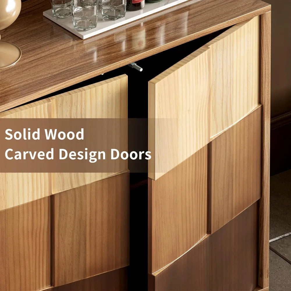 Sideboard Buffet Cabinet with Solid Wood Doors 30" Kitchen Storage