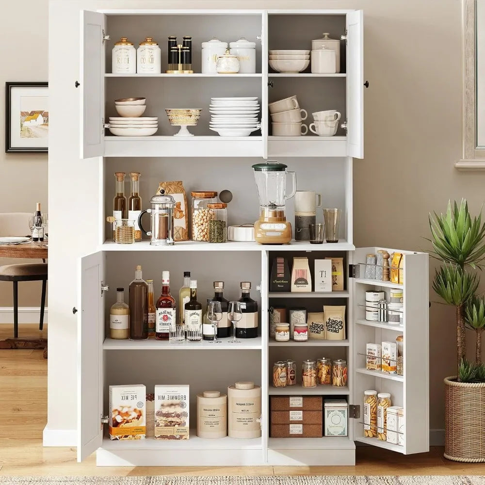 71 Inch Tall Kitchen Pantry Storage Cabinet with Microwave Stand