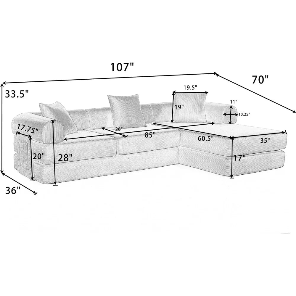 Ljustra 7-in-1 Convertible Sofa Bed Modular Cloud Sectional