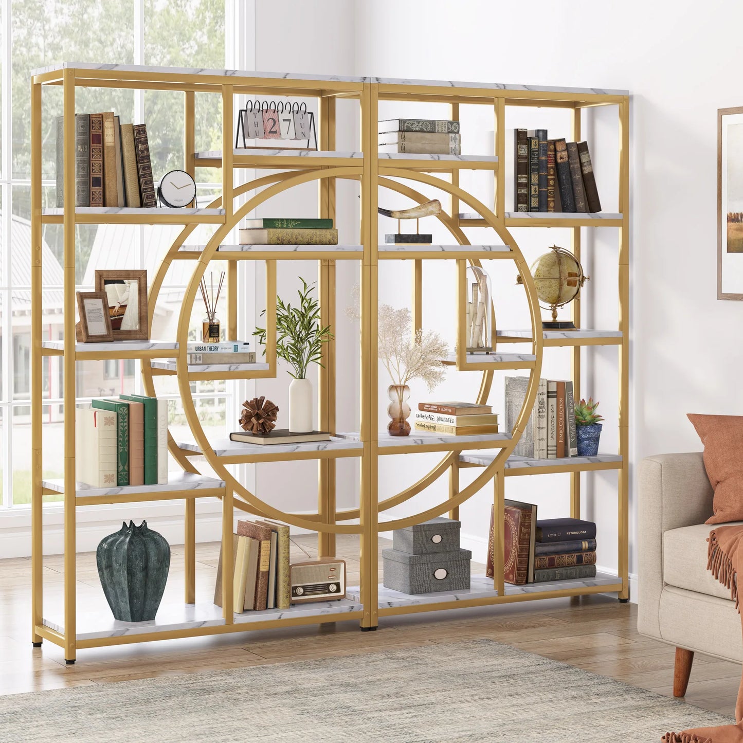 Tribesigns Gold 8-Shelf Etagere Bookcase Modern Display Shelf