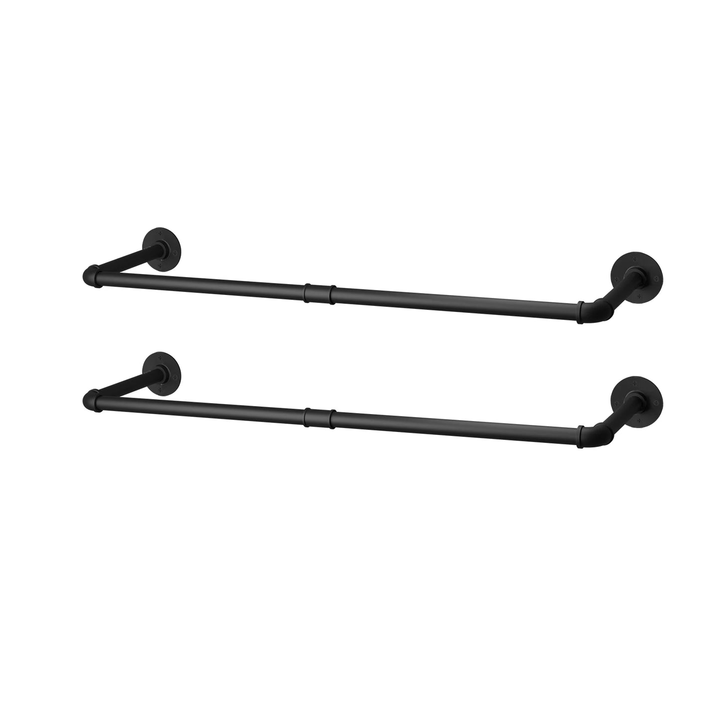 Wall Mounted Industrial Pipe Clothes Rail Set of 2 Coat Rack