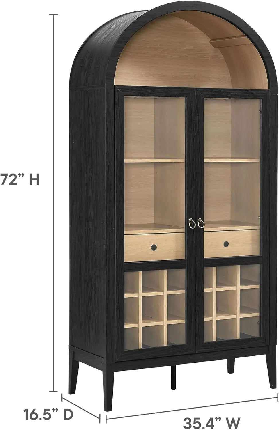 Nolan Modern Farmhouse Arched Bar Cabinet Tall Wine Storage 72 Inch