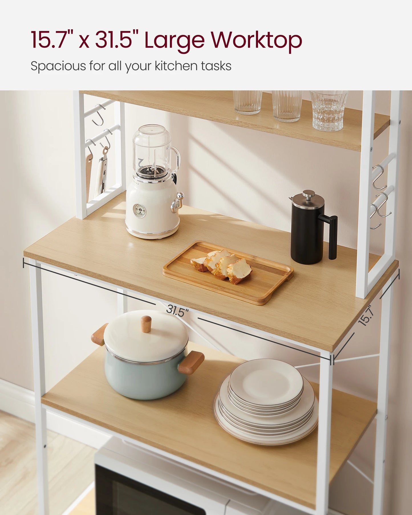 VASAGLE Coffee Bar Baker's Rack 31.5 Inch Kitchen Storage Organizer