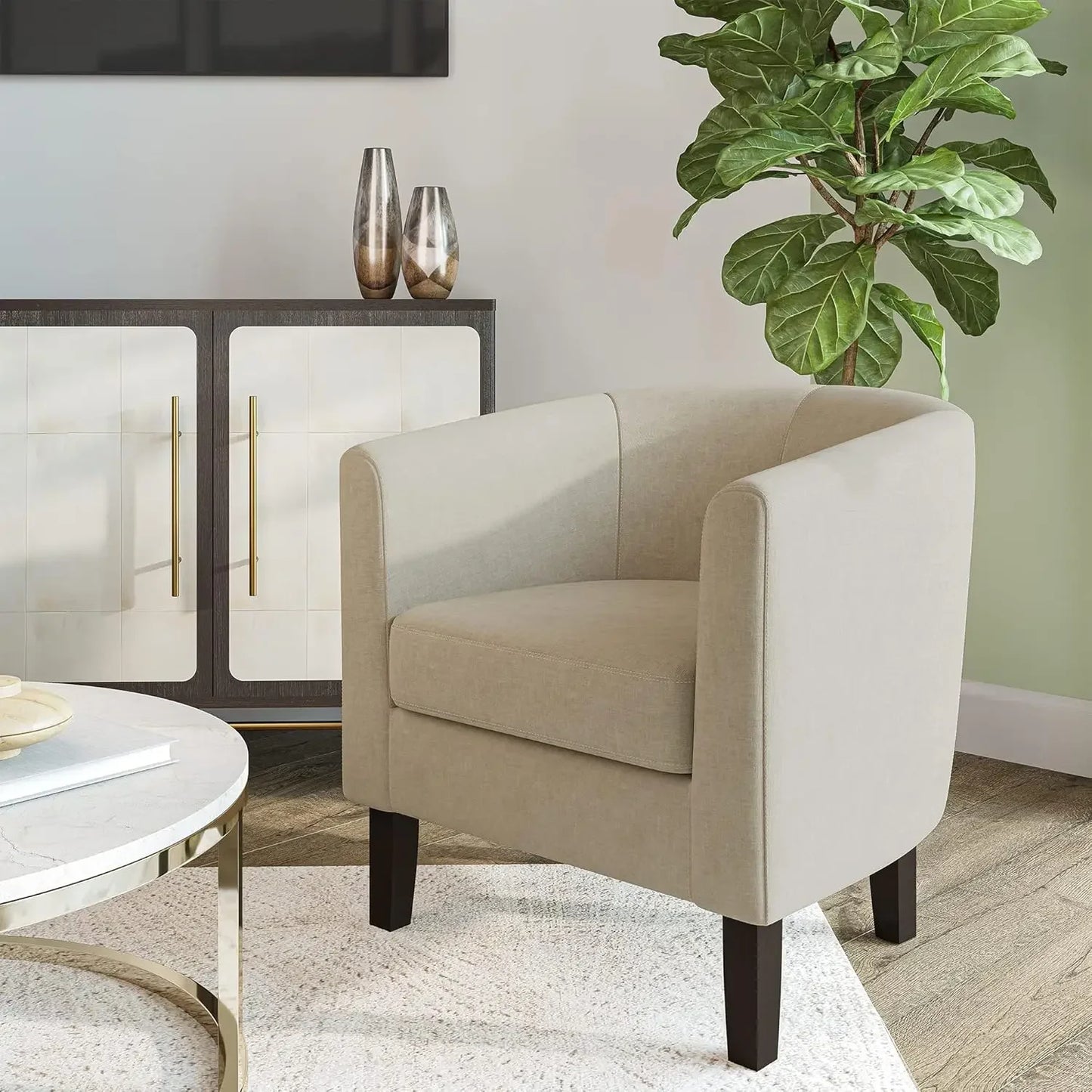 Living Room Barrel Accent Chair Cozy Upholstered Club Tub Chair