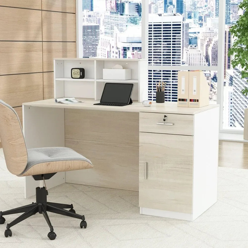 Reception Desk Counter Lockable Storage Modern Scandinavian MDF Matte
