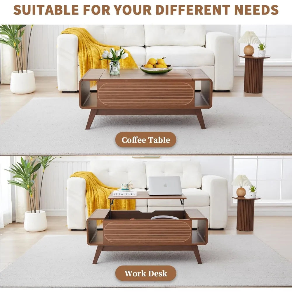 Small Lift Top Coffee Table with Hidden Compartment Modern Storage