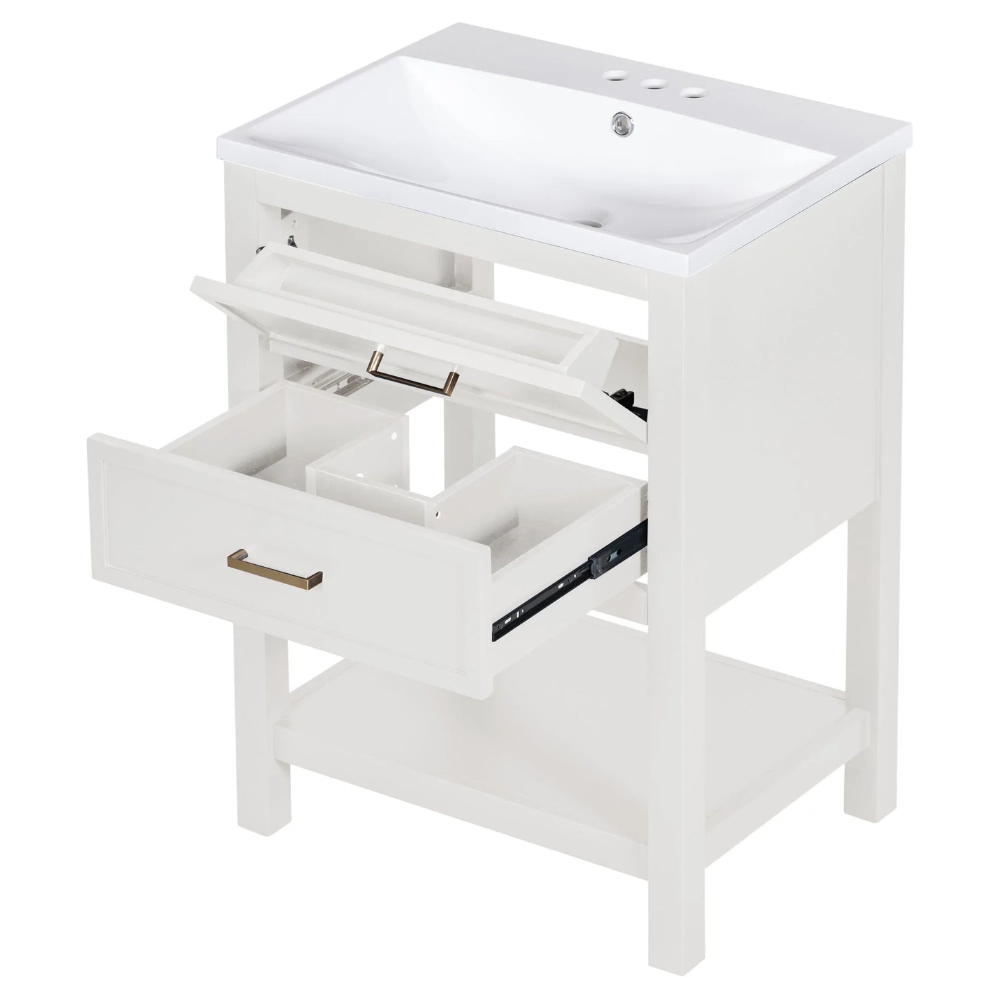 24 Inch Bathroom Vanity Modern Storage Cabinet with Sink and Drawers