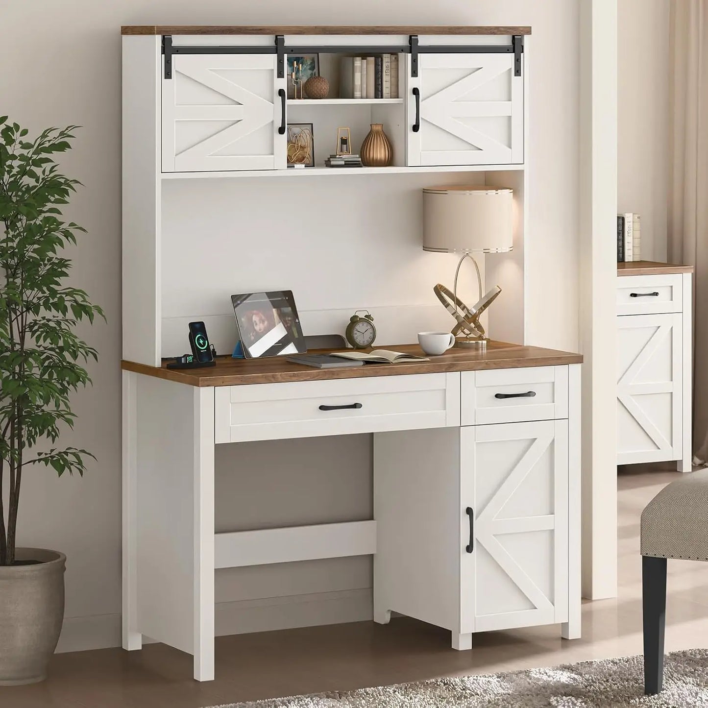Ljustra Executive Desk with Storage Cabinet and Power Outlet 67.9 Inch