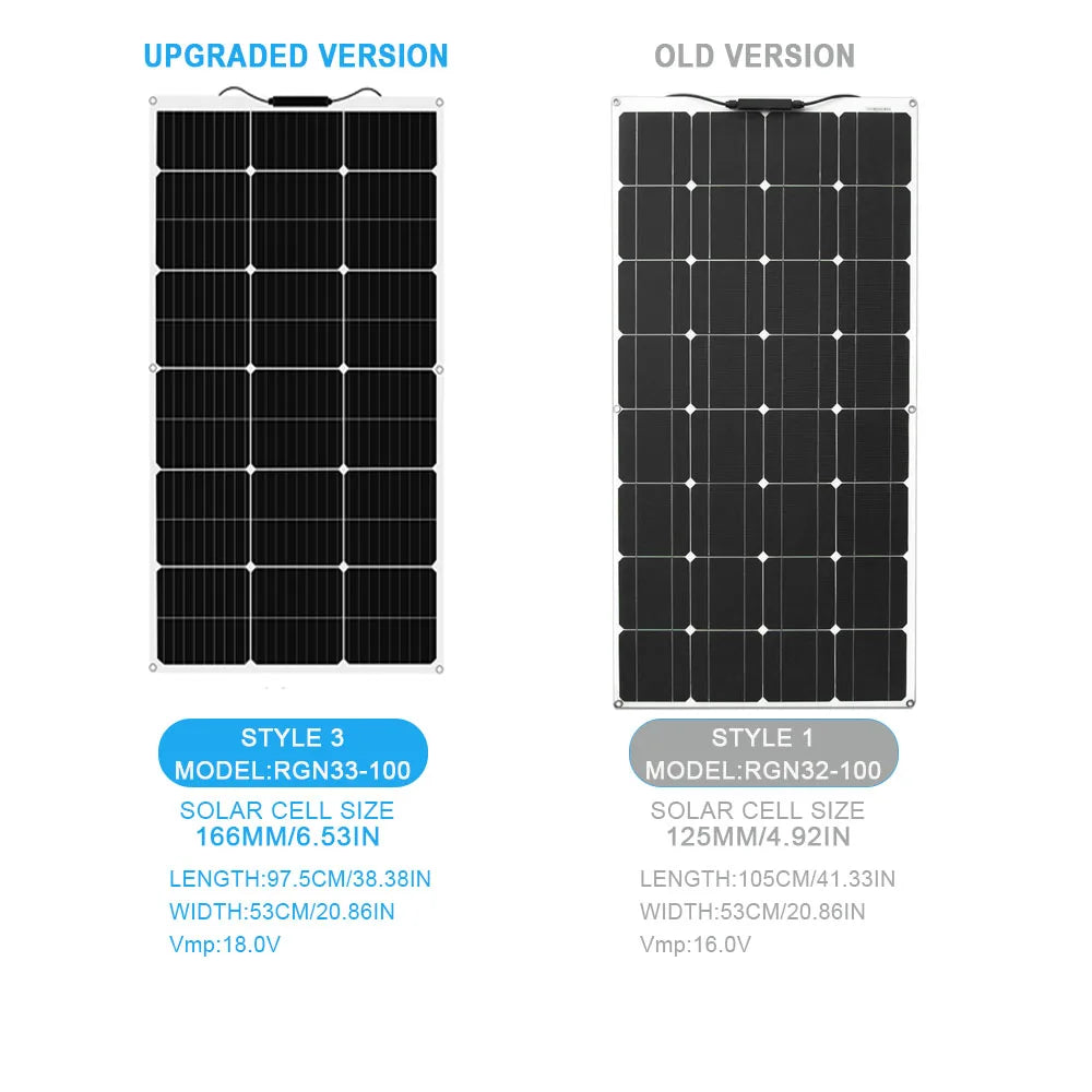 100 Watt Flexible Solar Panel Monocrystalline 12V 24V Battery Charger