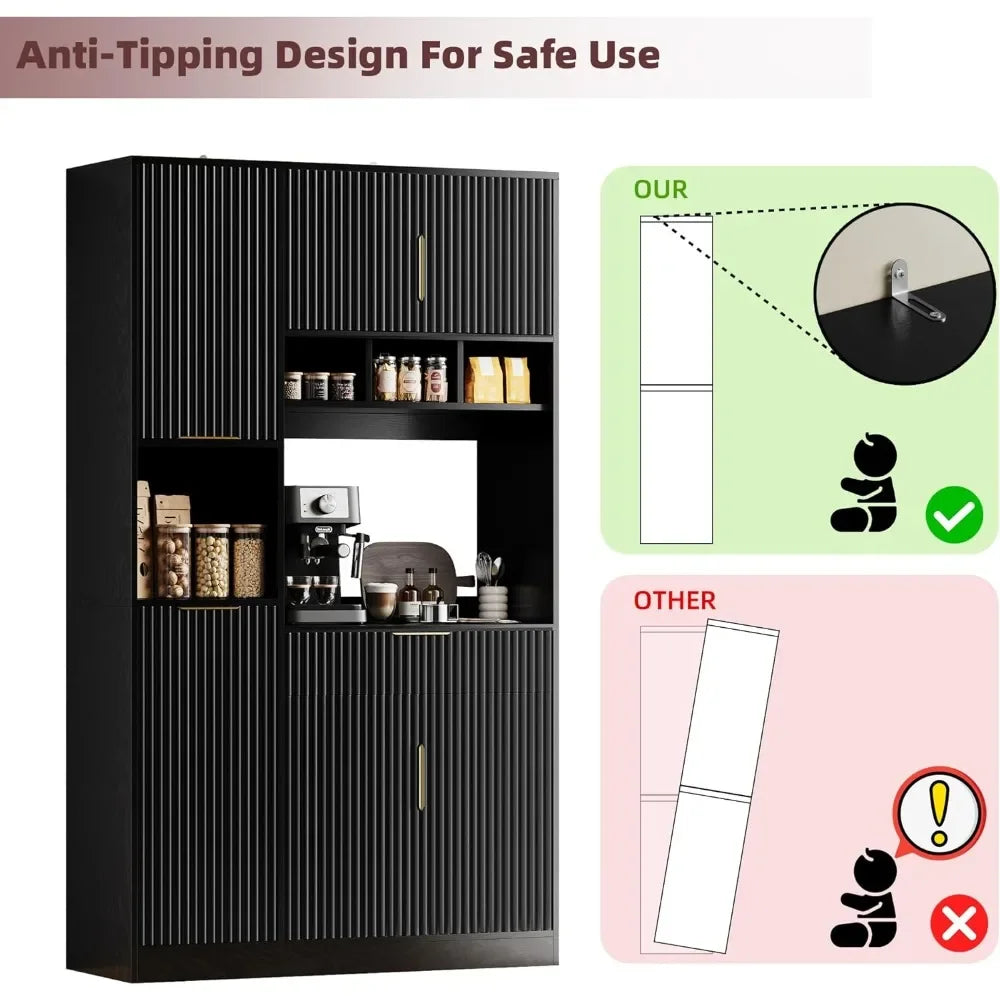 71 Inch Kitchen Pantry Storage Cabinet Freestanding Modern Food Hutch