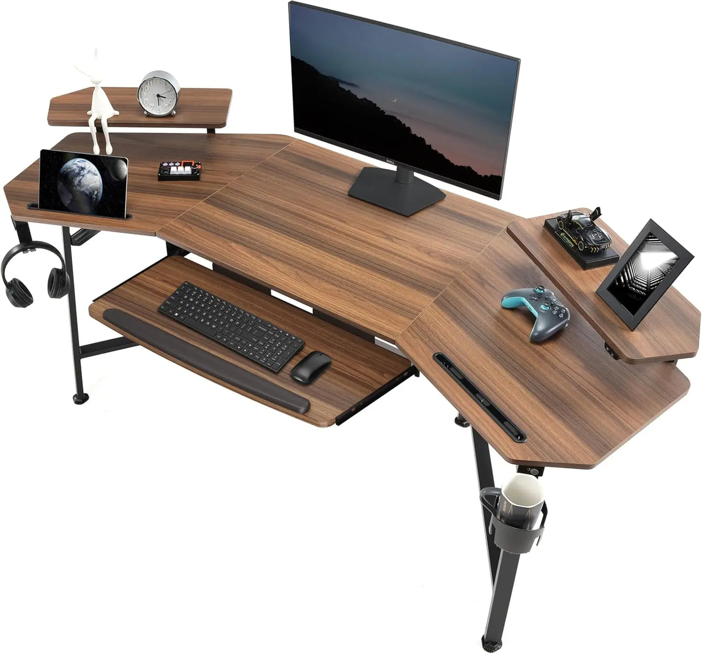 Aero Gaming Desk with LED Lights 72 Inch Wing Shaped Computer Desk