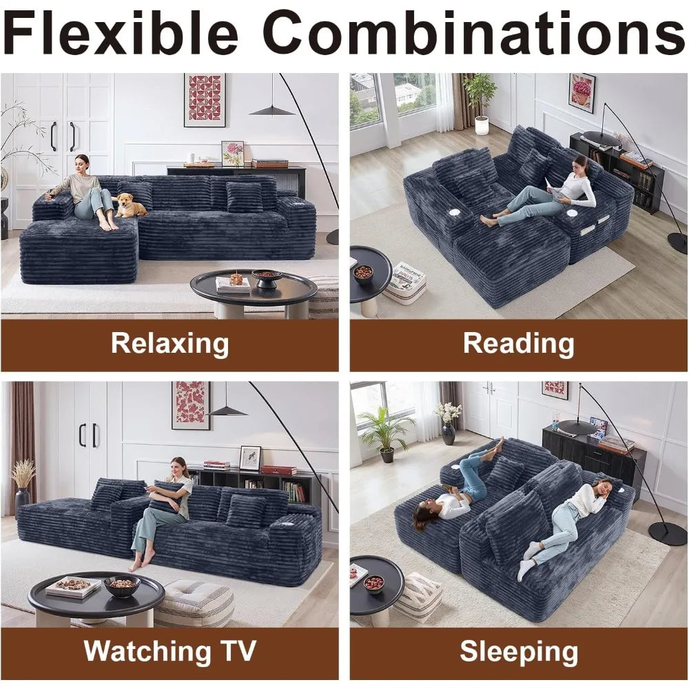 Ljustra Cloud Sectional Couch Modern L-Shape Modular Sofa with Storage