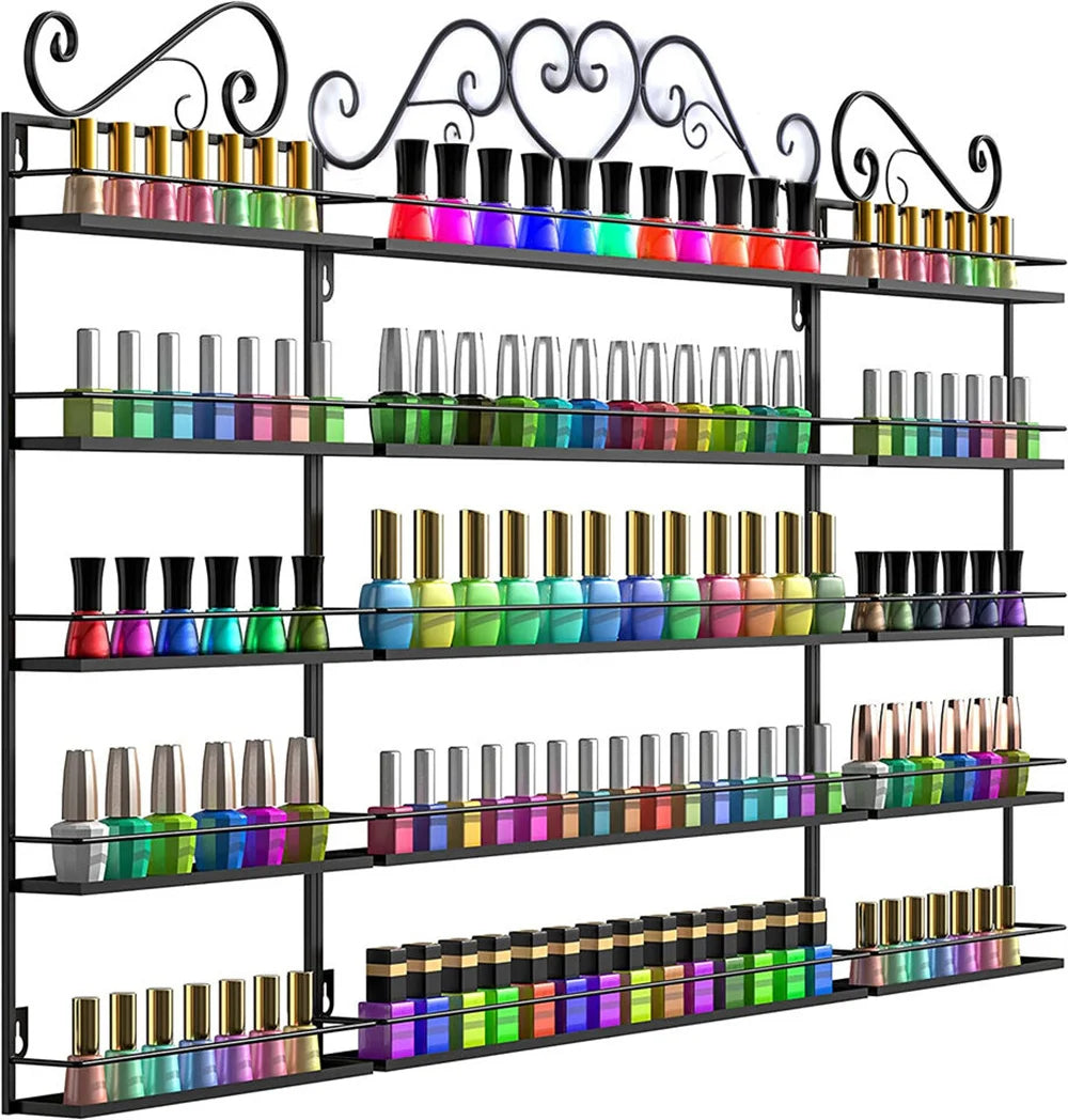 5 Tier Wall Mounted Metal Nail Polish Rack Essential Oil Organizer Shelf