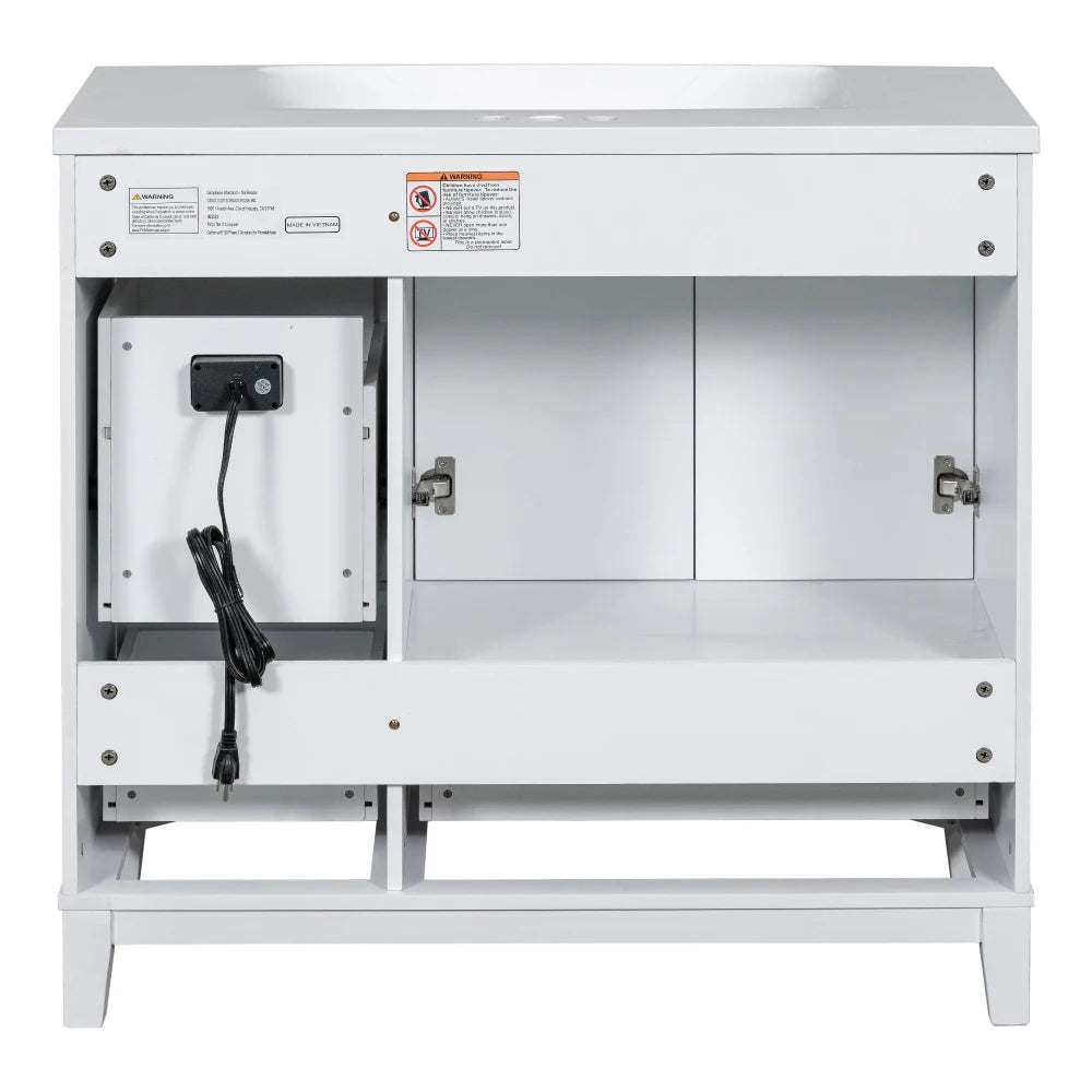 36 Inch Modern Bathroom Vanity with USB Charging and Ample Storage