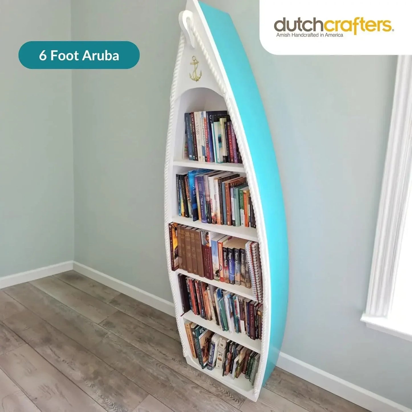 6 Foot Tall Wooden Coastal Sailboat Bookcase Nautical Room Decor