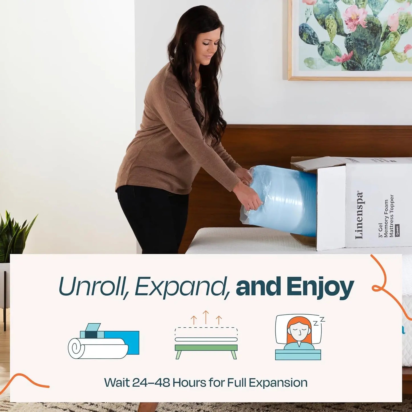 Ljustra 2 Inch Memory Foam Mattress Topper Gel Cooling Pressure Relief