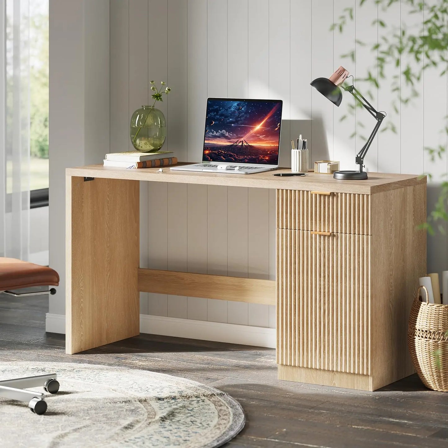 Ljustra 60 Inch Executive Desk Modern Home Office Desk with Storage