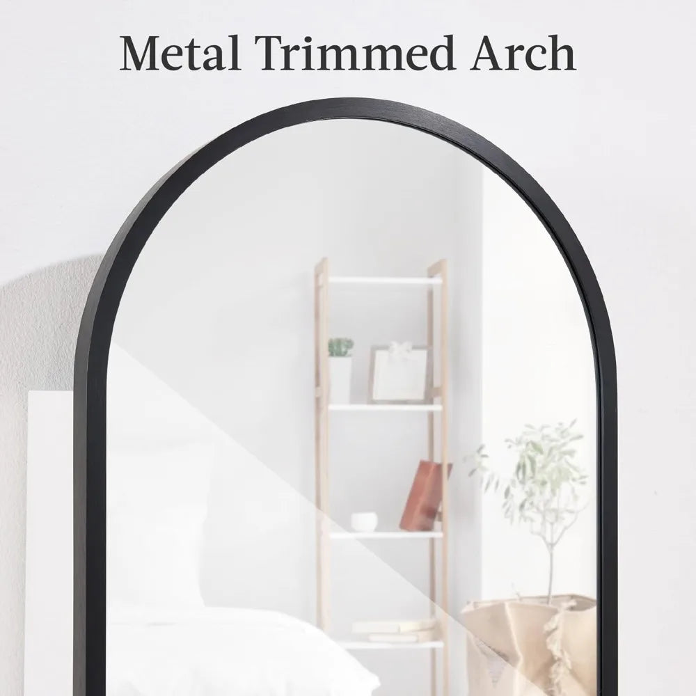 Arch Mirror Jewelry Cabinet Lockable Wall Mount Full-Length Organizer