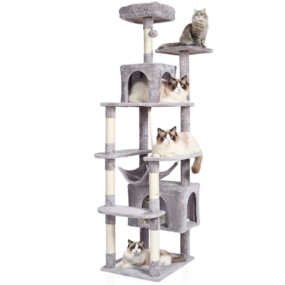 72 Inch Cat Tower Indoor Cats Multi-Level Scratching Post Condo