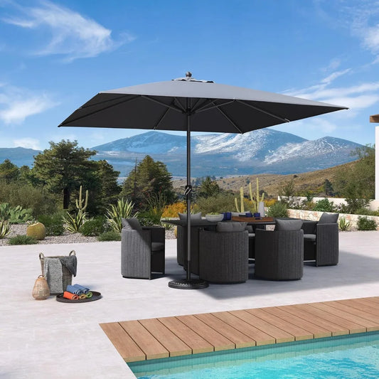 10ft Square Patio Umbrella Aluminum Frame Market Sun Umbrella Outdoor