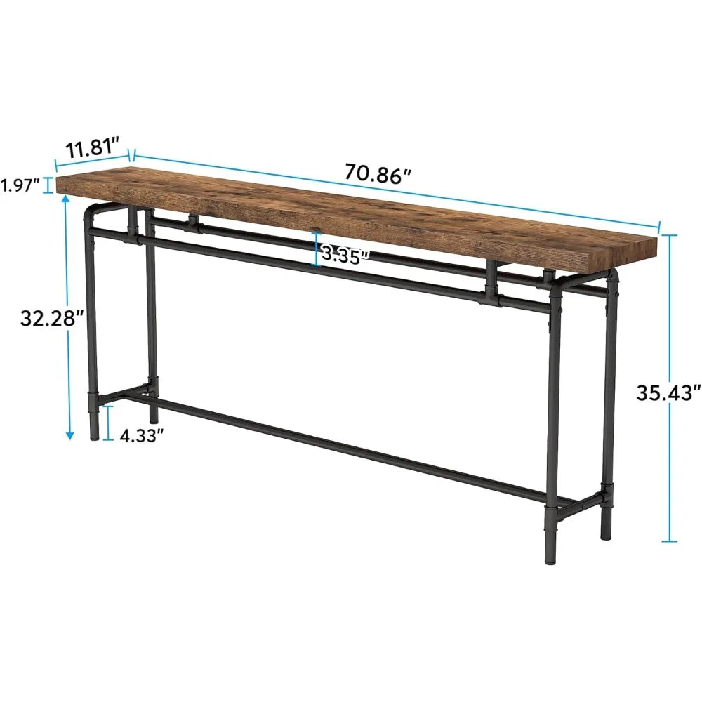 Console Table 70.9 Inch Long Industrial Narrow Sofa Table for Living Room