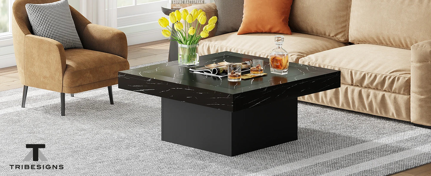 Ljustra Square LED Coffee Table Modern Minimalist Low Table for Living Room