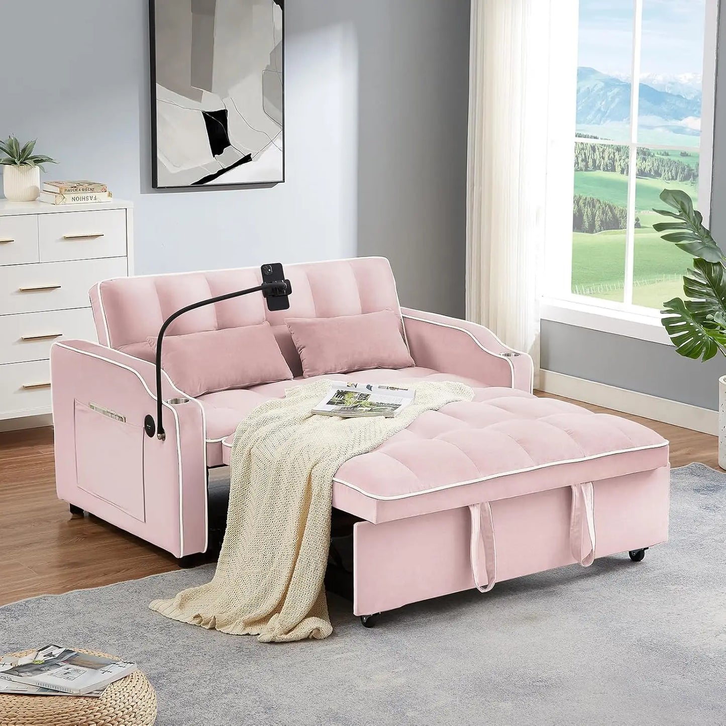 Ljustra 3-in-1 Convertible Sofa Bed Loveseat Sleeper Couch Adjustable Backrest