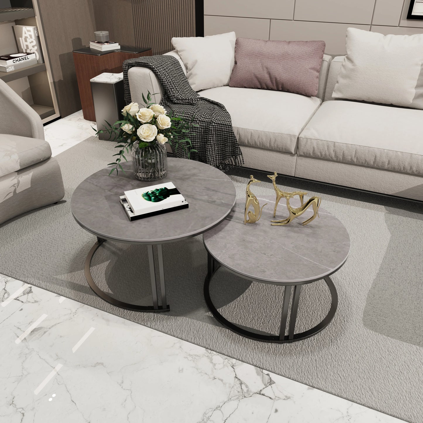 Wisfor Modern Nesting Coffee Table Set of 2 for Living Room Apartment