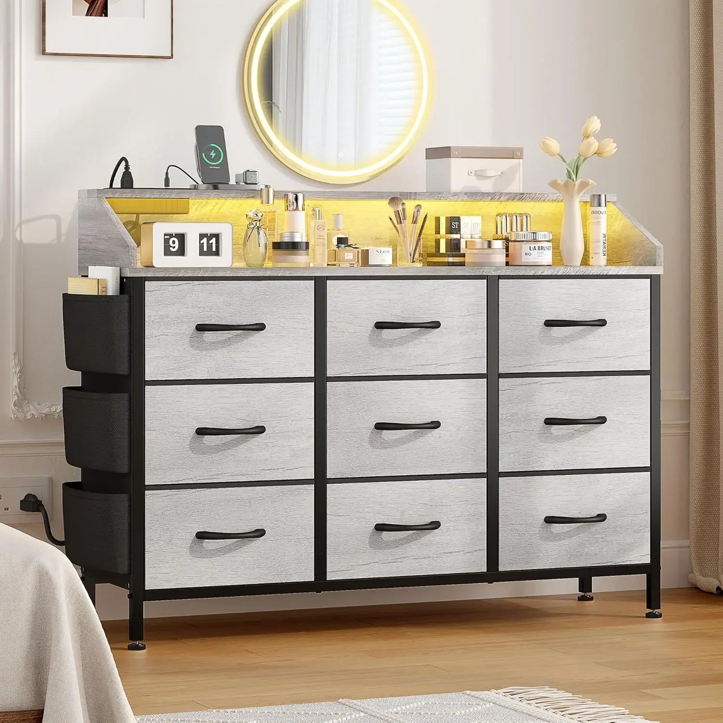 Modern 9 Drawer Dresser Chest for Bedroom Living Room Storage Organizer