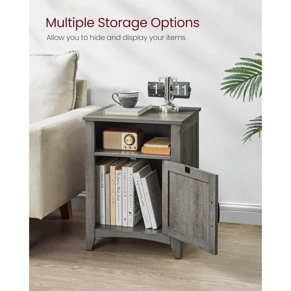 Farmhouse Nightstand Set of 2 Bedside Table Storage Open Compartment