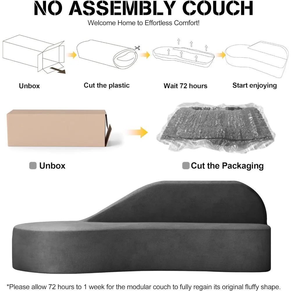 Luxury Modern Curved Sofa 91 Inch Comfy Couch Living Room Apartment
