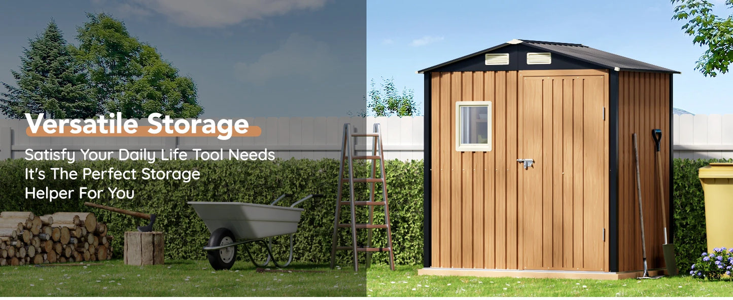 6X4FT Garden Storage Shed Lockable Durable Metal Tool Shed for Outdoors