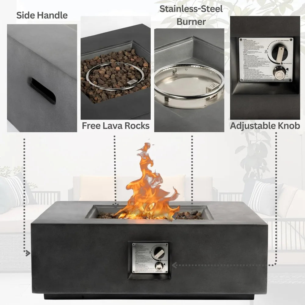 35 Inch Outdoor Propane Fire Pit Table Smokeless Design 50000 BTU