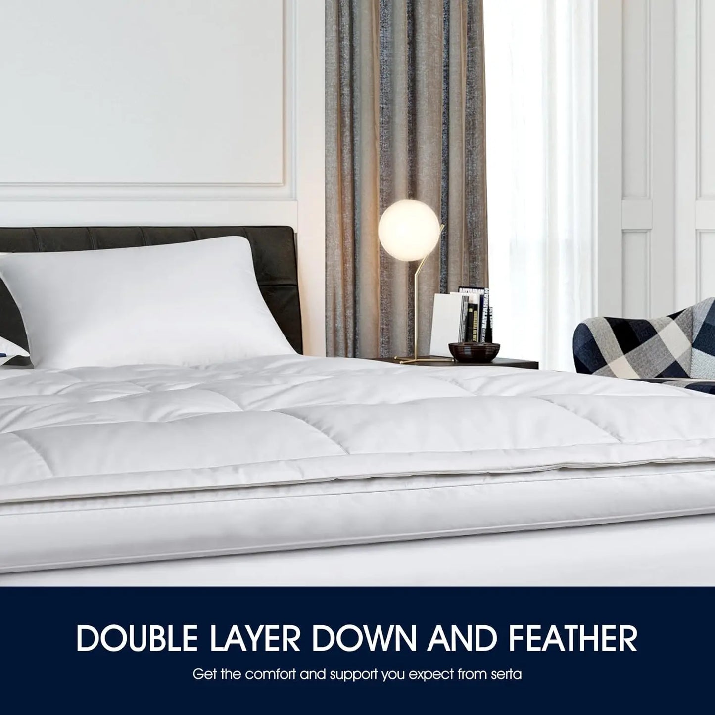 Ljustra Feather and Down Fiber Mattress Topper King Size Ultra Soft