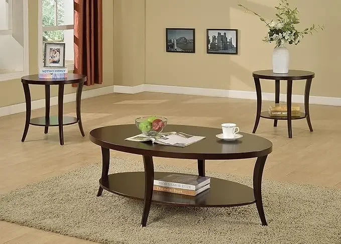 Perth Contemporary Oval Coffee Table with Storage for Living Room