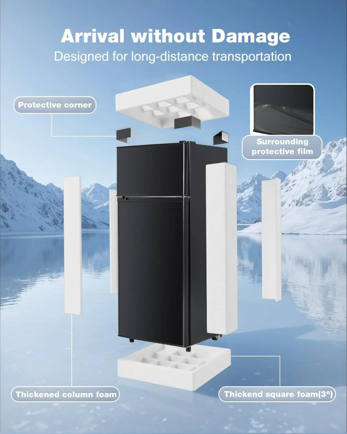 Ljustra Double Door Mini Refrigerator with Freezer 4.5 Cu.Ft Adjustable Temp