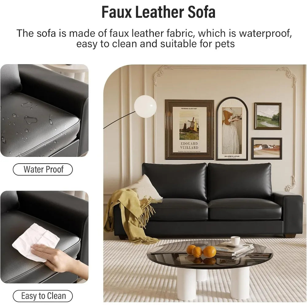 Ljustra Faux Leather Couch Mid Century Modern Loveseat Sofa