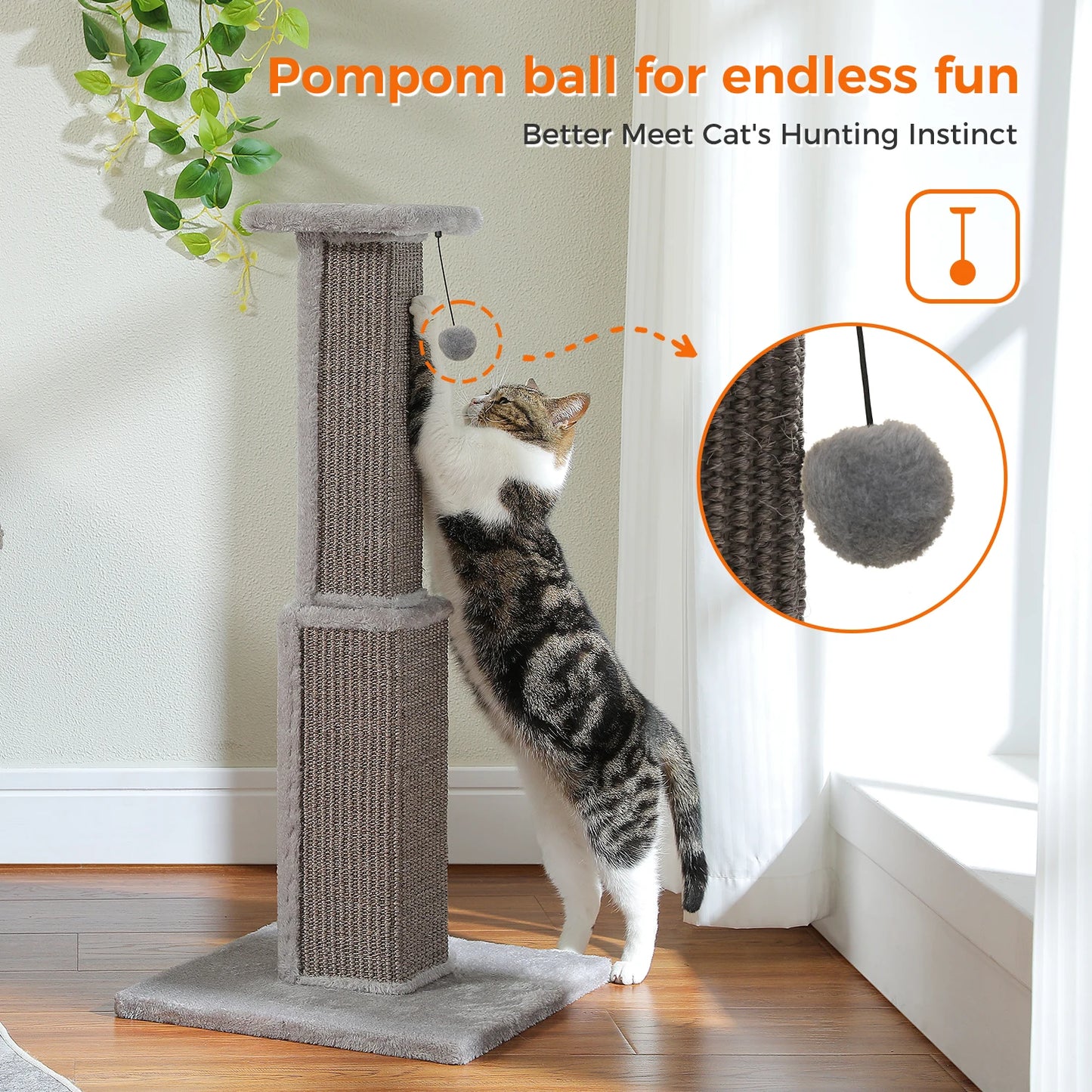 Ljustra 80CM Cat Tree Scratching Post Durable Plush Perch Indoor Furniture